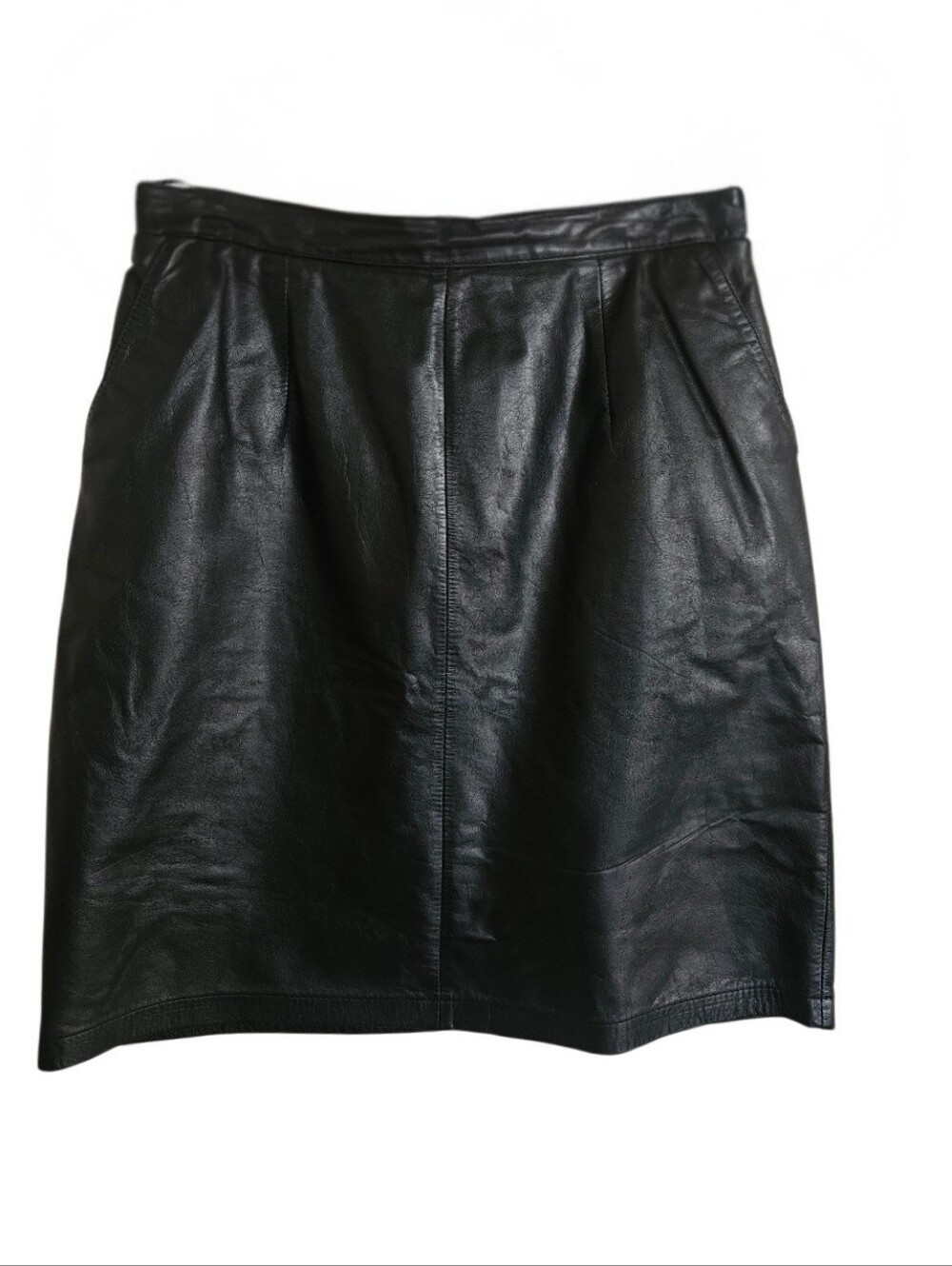 Vintage Jacqueline Ferrar Black Faux Leather Mini Skirt Size 12P